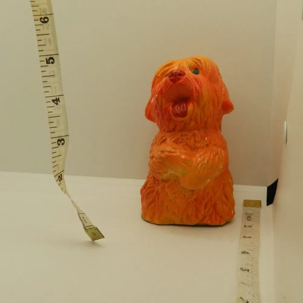 Chalkware Red Puppy Dog Decoration Vintage
